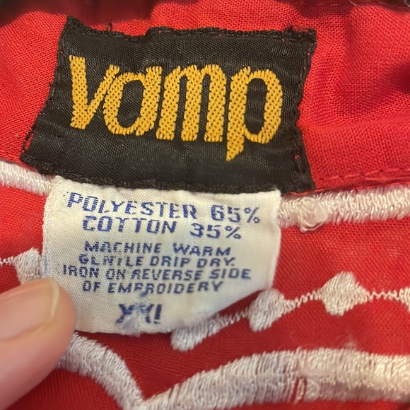 Red Embroidered Vamp Blouse - Picture 2 of 4